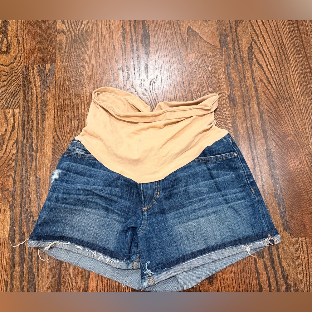 Joe's Jeans Maternity Full Panel Roll Cuff Distressed Jean Shorts Size 28